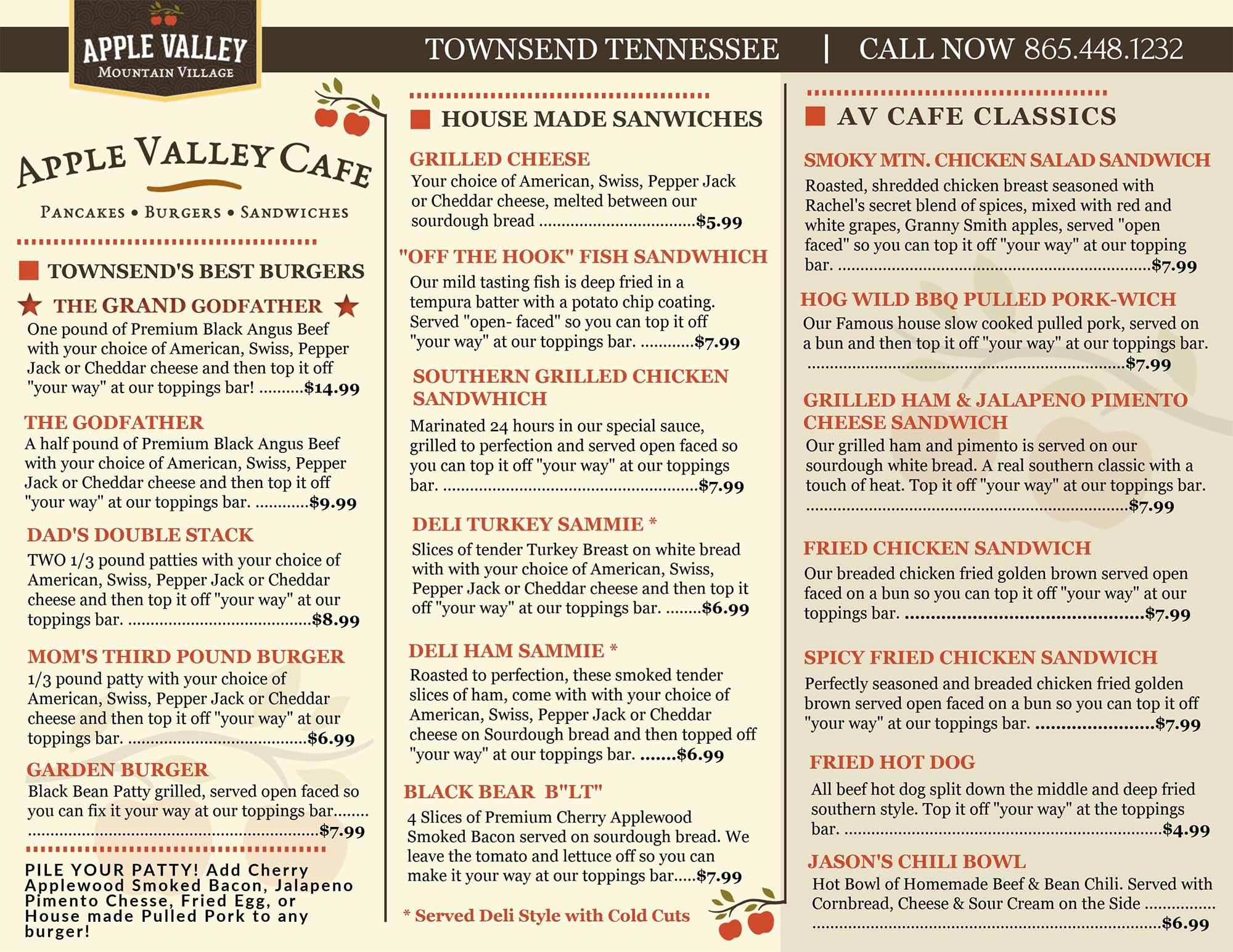 Apple Valley Cafe Menu