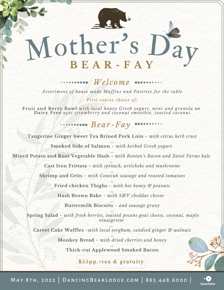 Mothers Day Brunch at Dancing Bear Appalachian Bistro