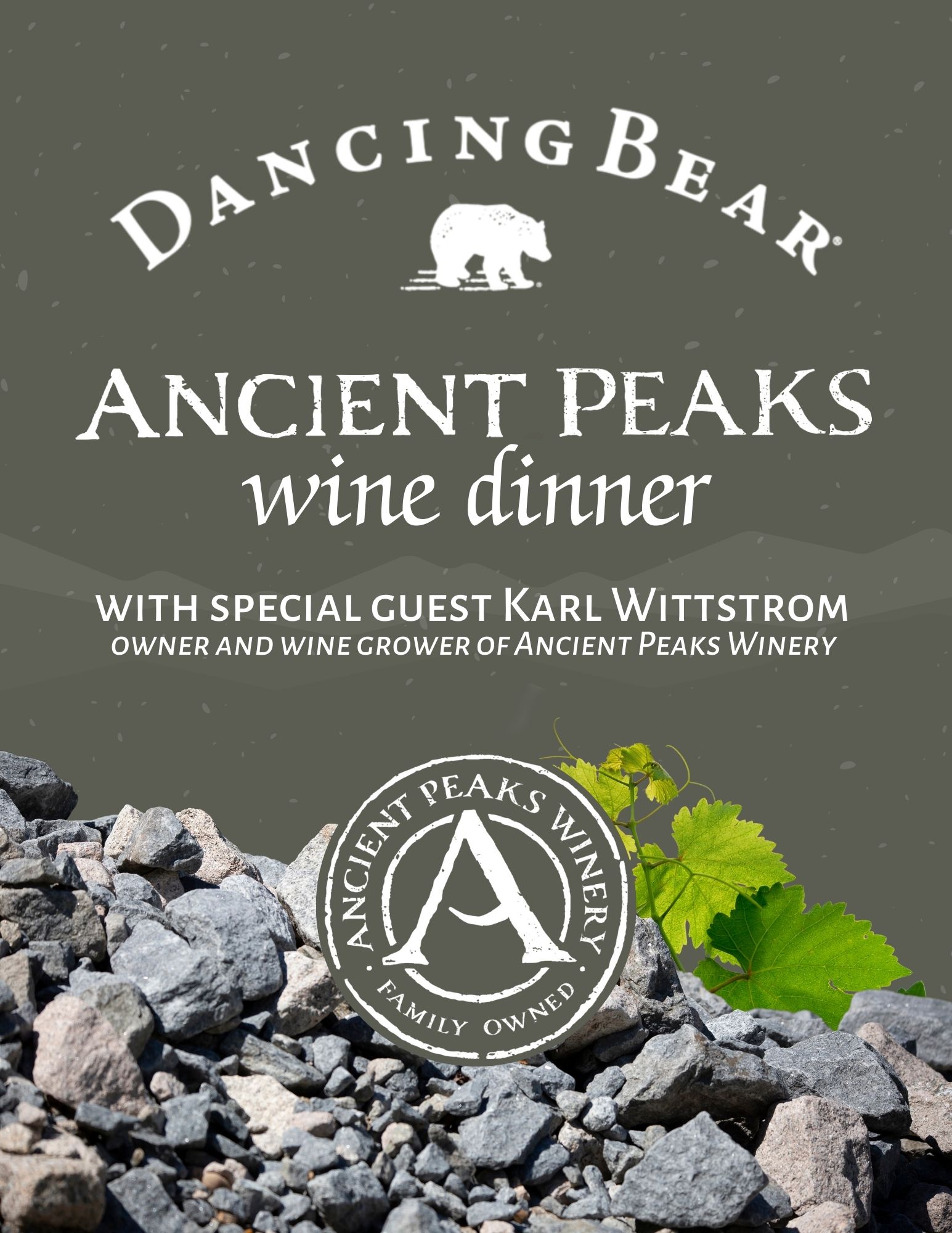 Dancing Bear Ancient Peaks Wine Dinner