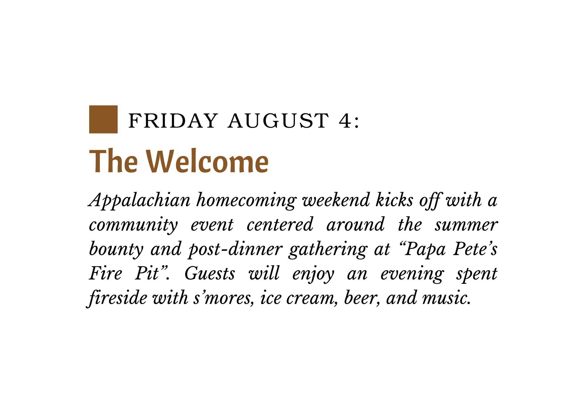 Friday Welcome Appalachian Homecoming