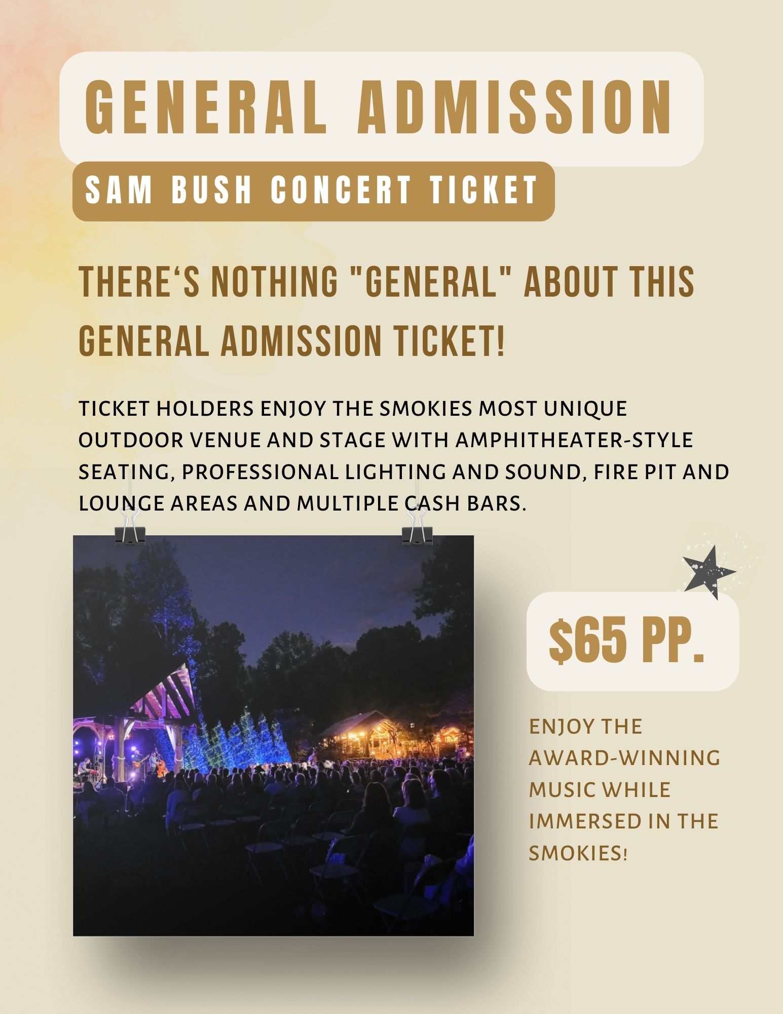 General Admission Sam Bush Concert Ticket