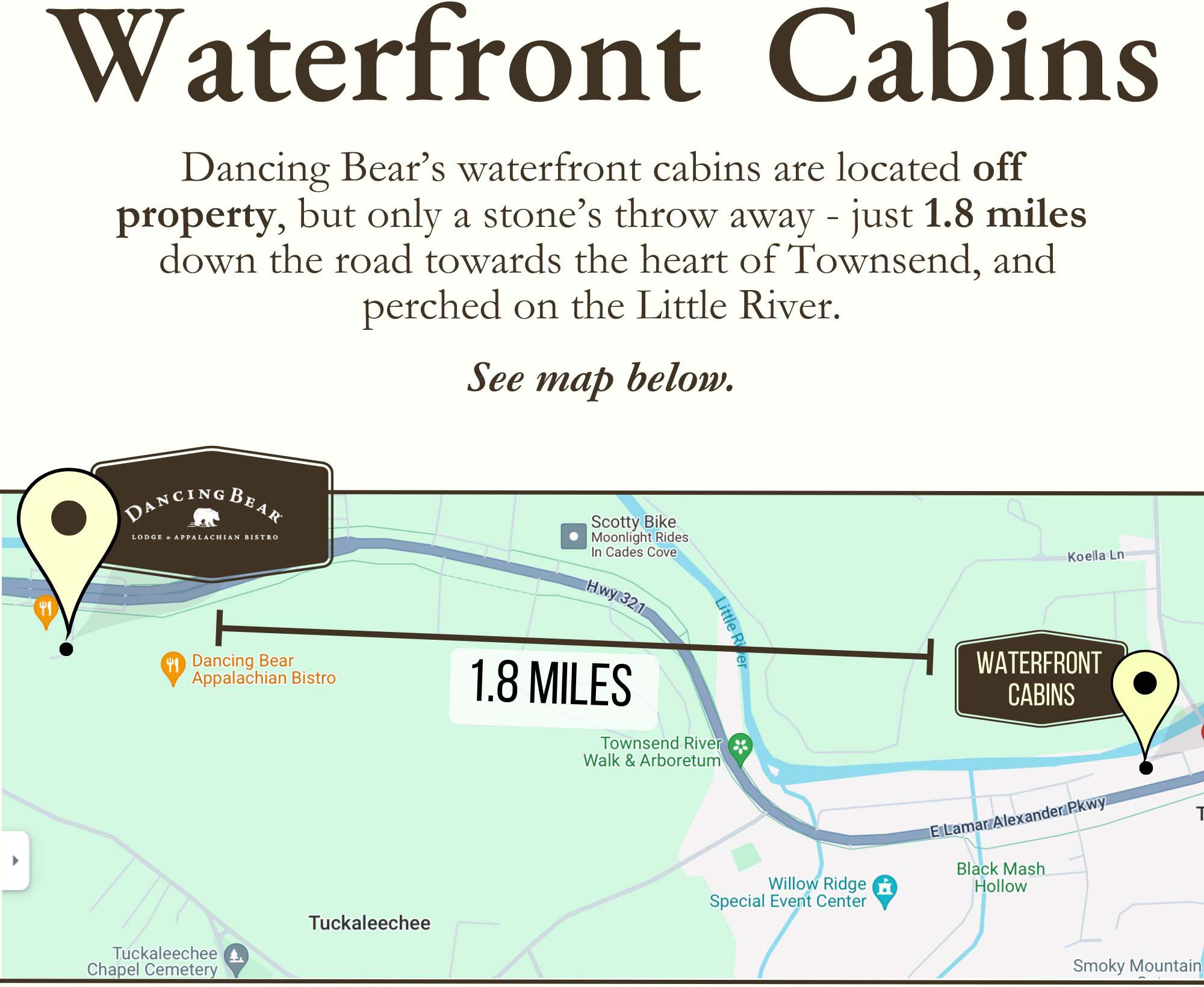 Waterfront Cabins Map
