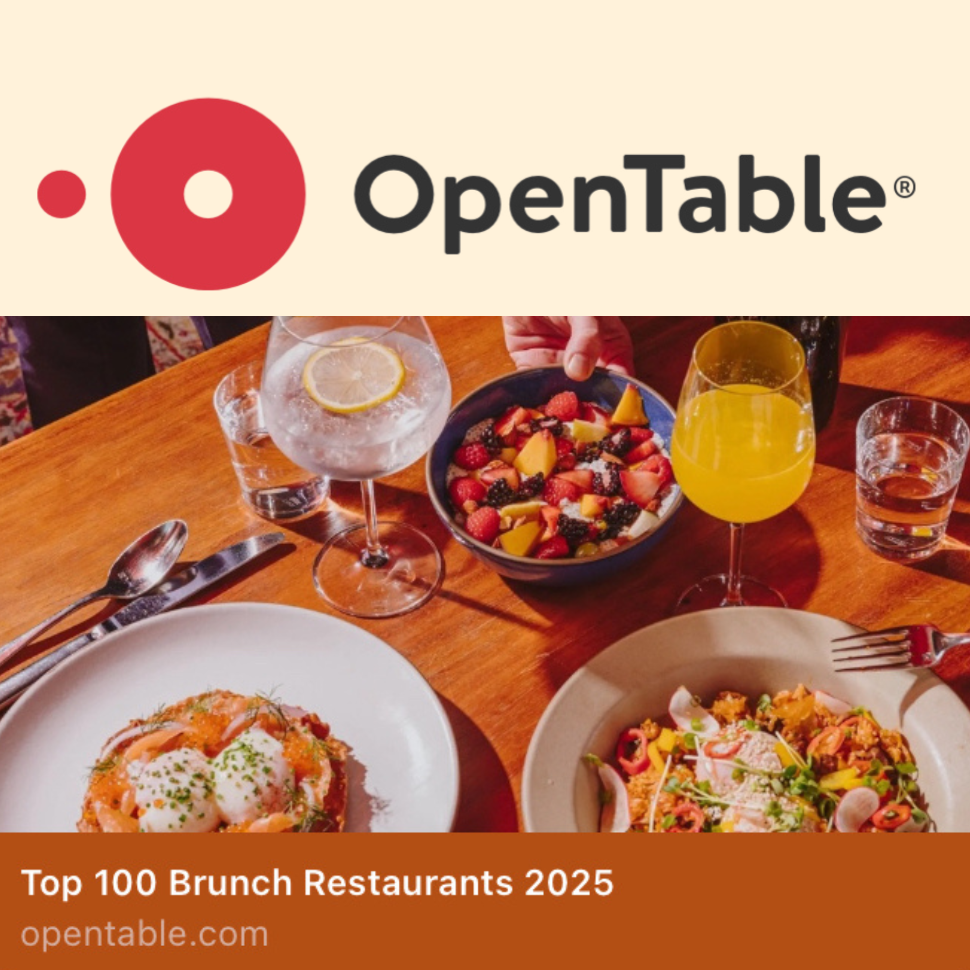 OpenTable’s Top 100 Brunch Restaurants 2025